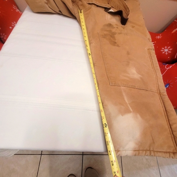 Carhartt Bib Overalls Men's 52x28 Brown Duck Quilt Lined Double Knee EUC Vintage - Picture 7 of 7